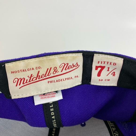 Mitchell Ness Toronto Raptors Hat 7 1/4 Purple 2 Tone Team Logo Fitted Cap NBA - Picture 9 of 9